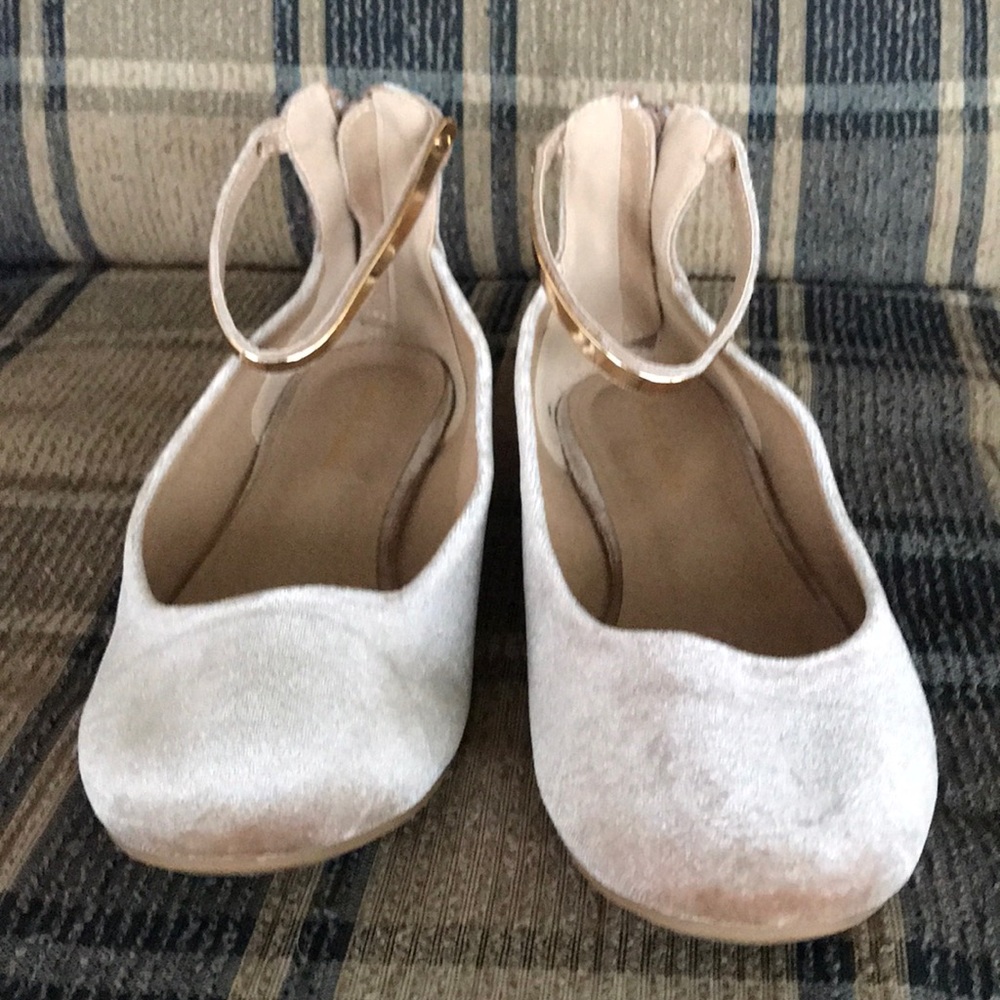 Ballet flats with ankle strap